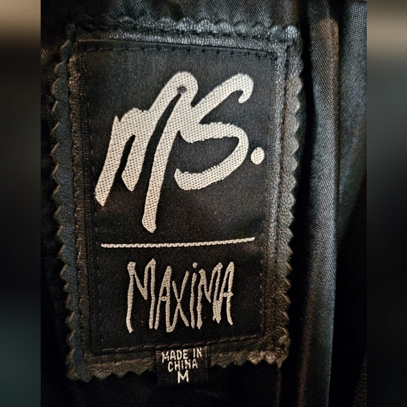 Ms. Maxima black leather coat mid-length trench size women's M - Picture 3 of 13